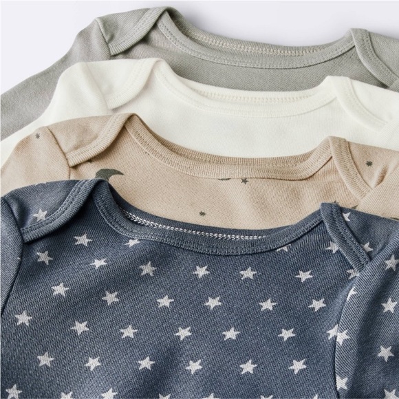 Cloud Island Baby 4pk Long Sleeve Moons Bodysuit - Gray 0-3M - Picture 3 of 6